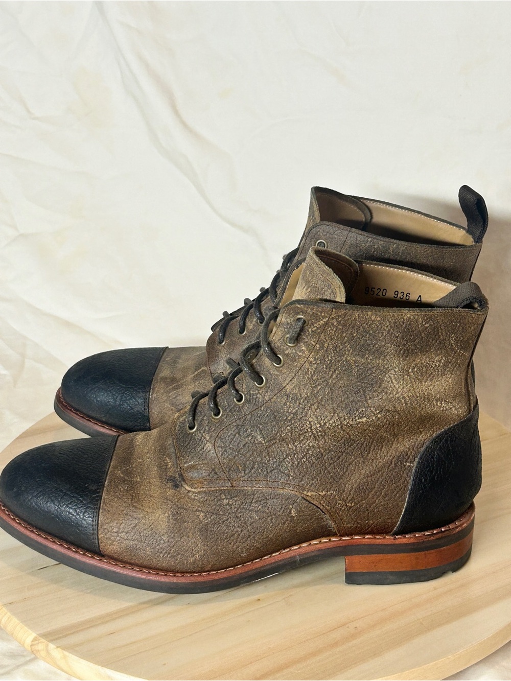 TAFT Men's Dragon Leather Cap Toe Lace-Up Ankle Boot US 8